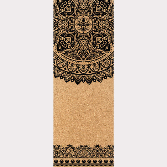 Picture of the ZenMotion cork yoga mat "Cosmic Dance Mandala" design.