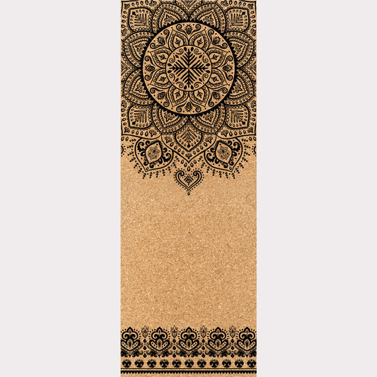 Picture of the ZenMotion cork yoga mat "Sacred Flow Mandala" design.